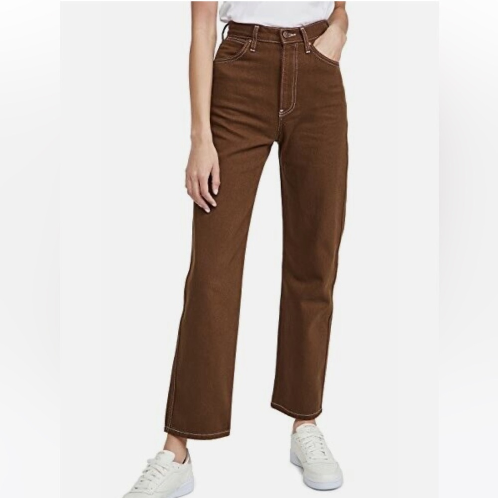 Reformation Cowboy High Rise Straight Leg Jeans Chocolate Brown Denim NEW Sz 24